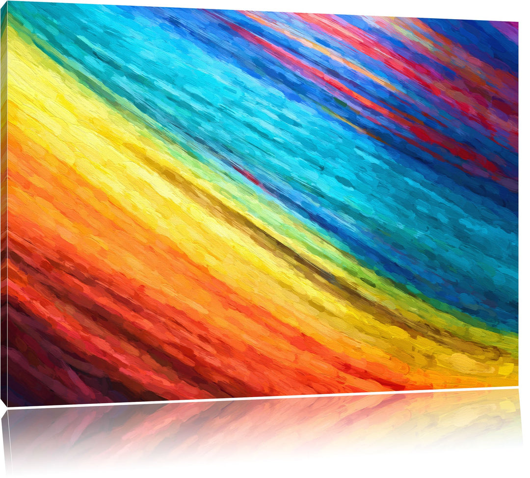 Pixxprint Bunte Streifen als Leinwandbild/Grösse: 100x70 cm/Wandbild/Kunstdruck/fertig bespannt, 100