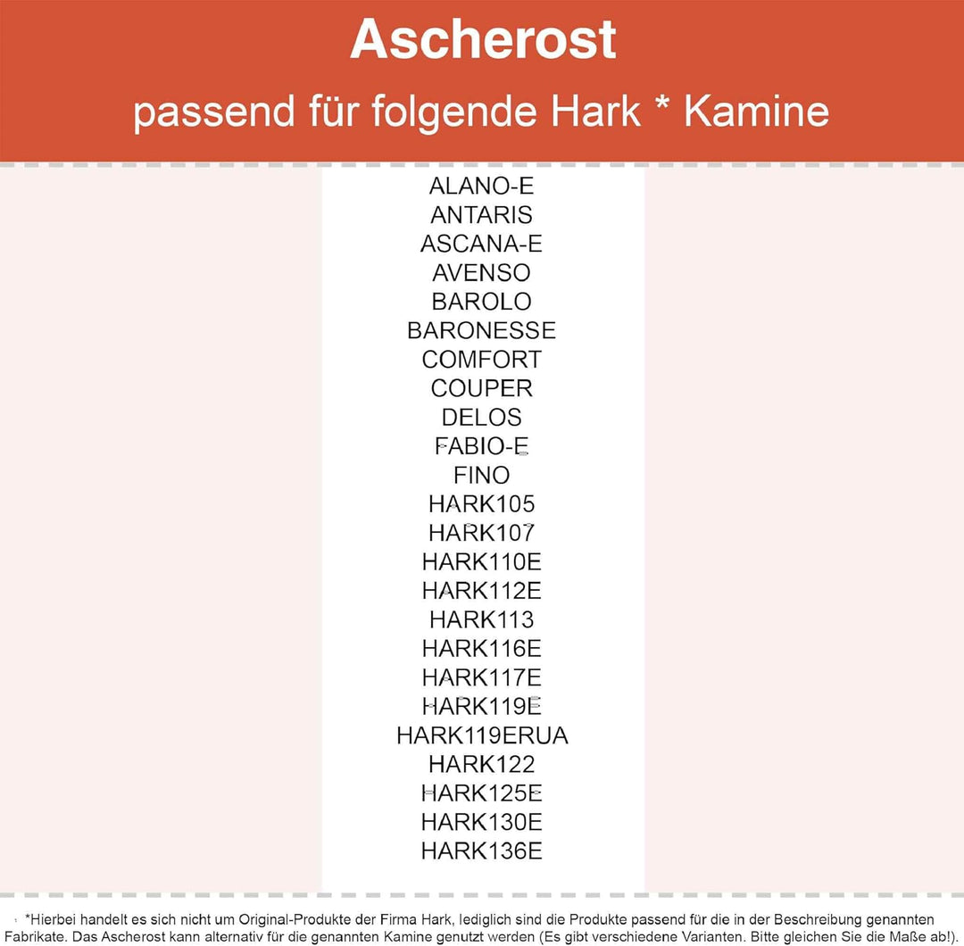 Kaminrost - Passend für Hark Kaminöfen inkl. Modellübersicht - Ascherost Kamin aus massivem Stahl -
