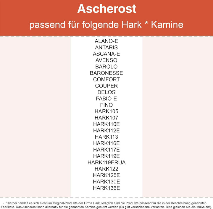 Kaminrost - Passend für Hark Kaminöfen inkl. Modellübersicht - Ascherost Kamin aus massivem Stahl -