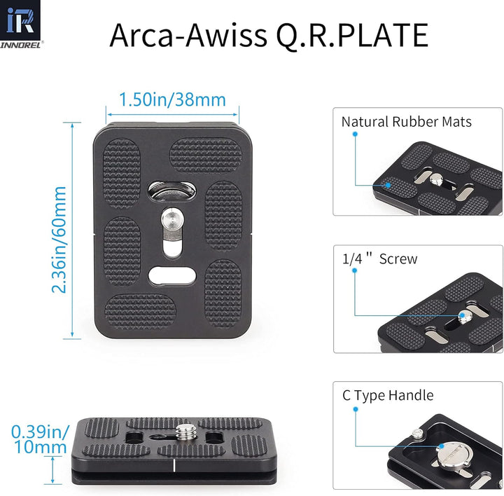 INNOREL G44 Low Profile Panorama-CNC-Metall-Kamerastativ-Kugelkopf mit 1/4" Arca Swiss Universal-Sch
