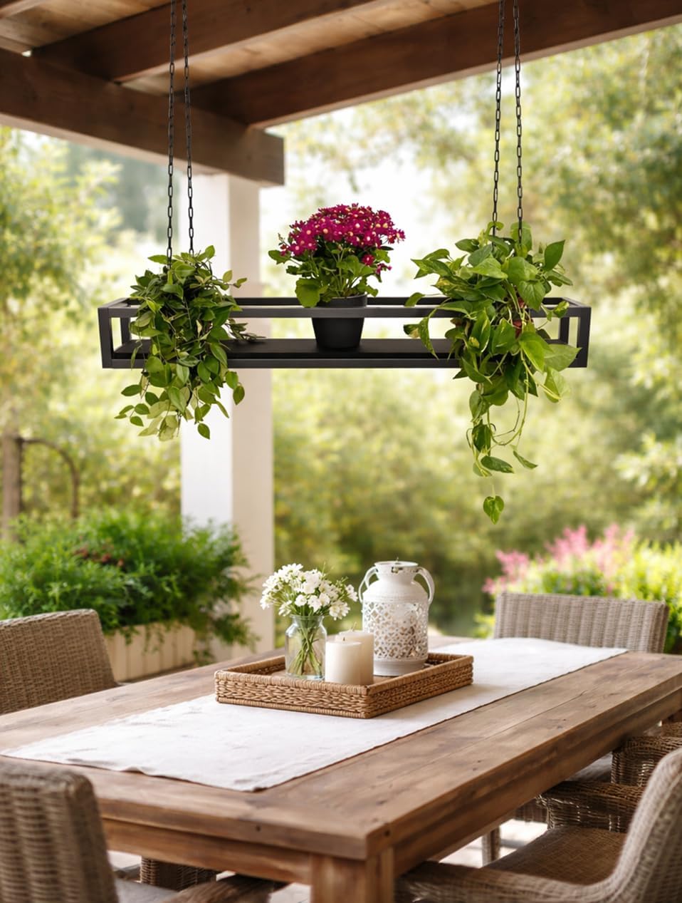 yelloo - Deckenregal mit Ketten, ideal als Blumenregal, Pflanzen für drinnen und draussen, klassisch