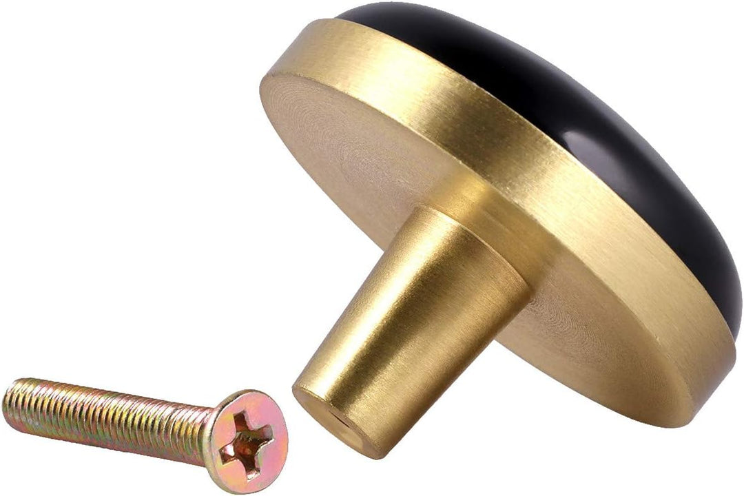 mookaitedecor Satz von 4 Obsidian Runde Schublade Knopf 37mm Kristall Stein Kabinett Knopf zieht Gri
