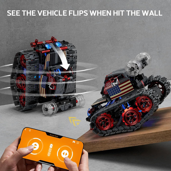 VEPOWER Technik Roboter Kinder Bauspielzeug, 4 in 1 App & Fernsteuerung Wall-Roboter/Technik/Panzer
