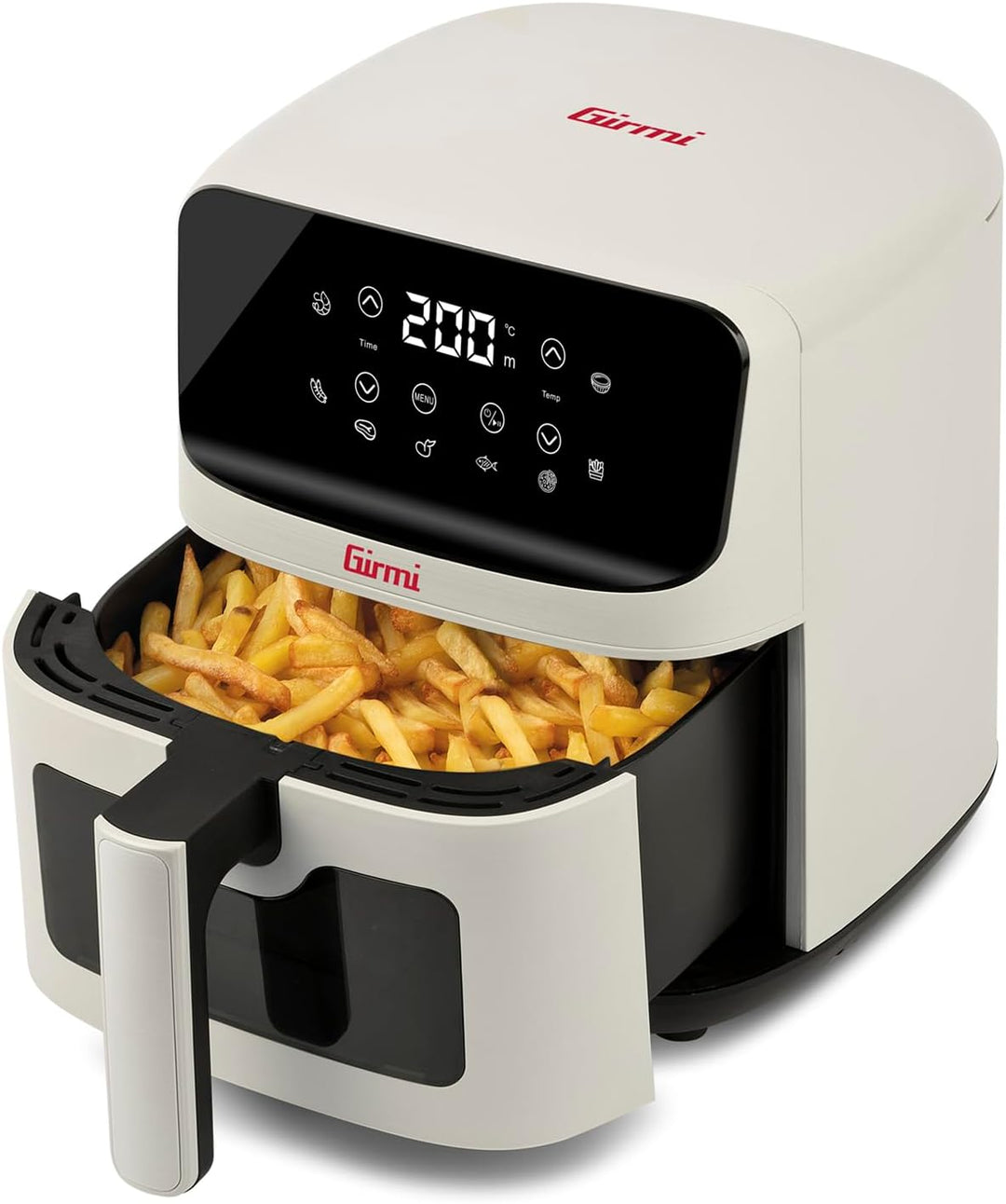 Girmi FG27 "Ecofrit Lite" Heissluftfritteuse, 4,2 Liter, 1400 W, Digitalanzeige, 8 Programme, Timer,