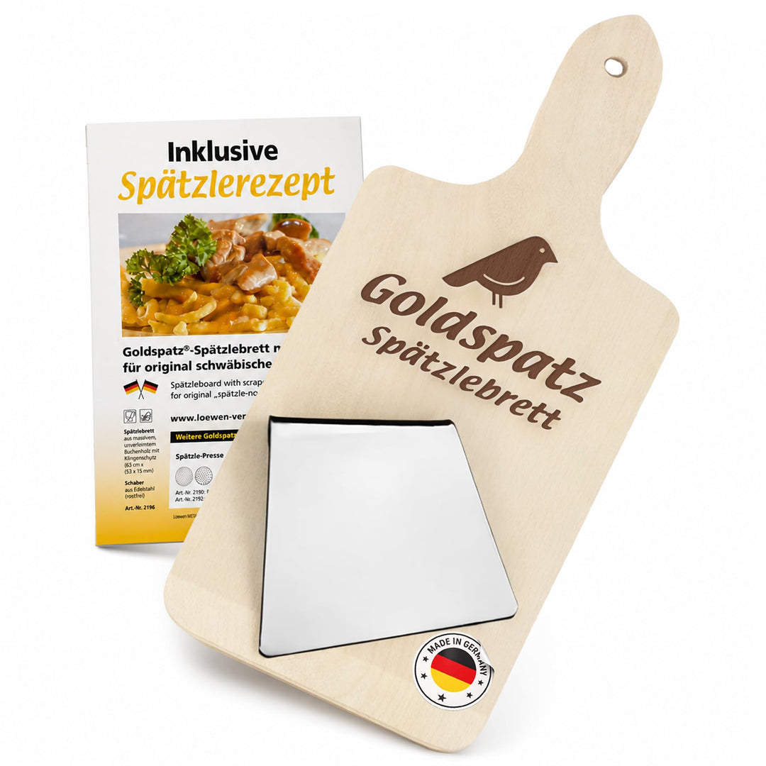 Goldspatz Spätzlebrett mit Schaber aus Edelstahl 2196