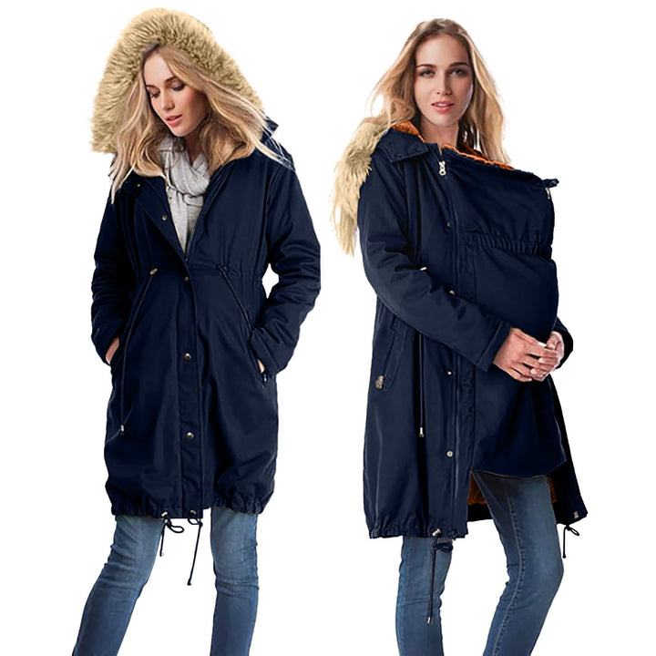 Jackenerweiterung damen Umstandsjacke Mit Babyeinsatz Umstands Baumwolljacke 3 In 1 Knielanger Trage