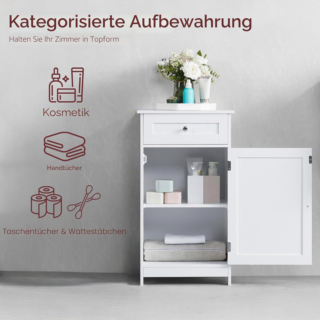 Bath Vida Badezimmerschrank, 1 Tür, 1 Schublade, bodenstehend, Aufbewahrungseinheit, weiss Schrank m