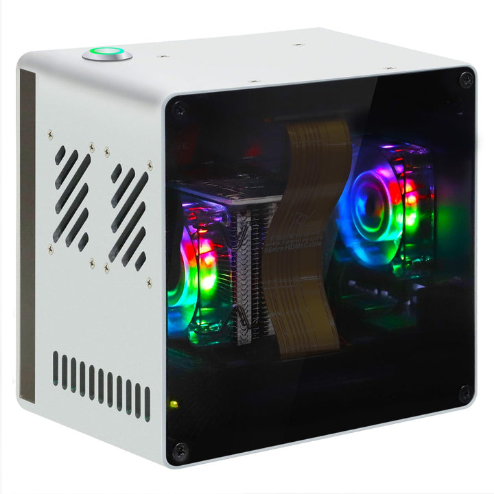 FREENOVE NAS Case for Raspberry Pi 5 (NOT Included), Quad M.2 NVMe SSD Slots, PWM ARGB Fans Light Sy
