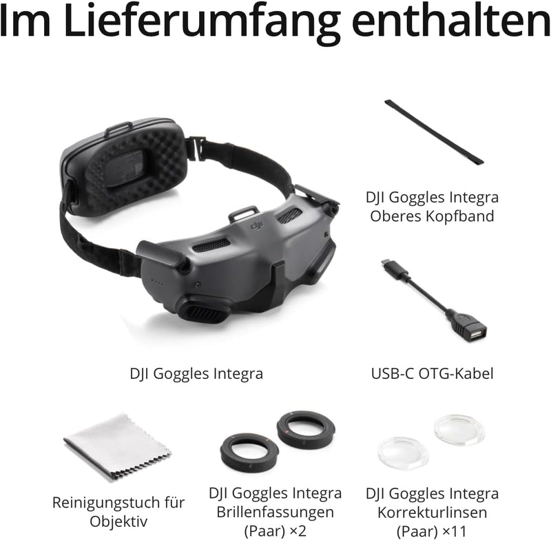 DJI Goggles Integra – leichte und tragbare FPV-Goggles, integriertes Design, Micro-OLED Displays, DJ