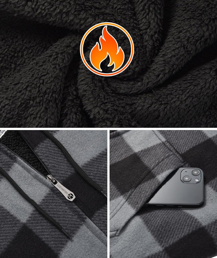 igeekwell Winterjacke Herren Kapuzenpullover mit Kapuze Fleecejacke für Männer Casual Kapuzenjacke B
