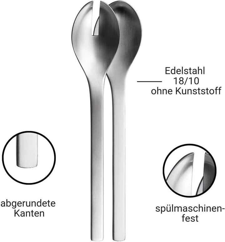 Puresigns ONE Extra Salatbesteck Lang 30cm Edelstahl Matt Silber 2-teilig