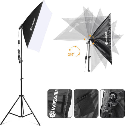 Wisamic Softbox Set Led Foto Fotostudio Stativ Licht Schirm Beleuchtung Kamera Fotografie dimmbar Li