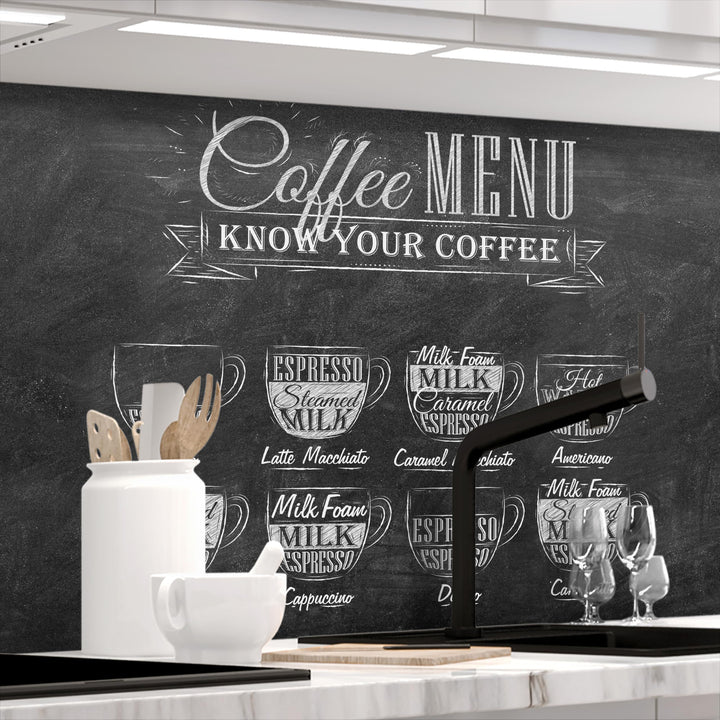 StickerProfis Küchenrückwand selbstklebend Glasoptik - Bistro MENU - 1.8mm, Versteift, alle Untergrü