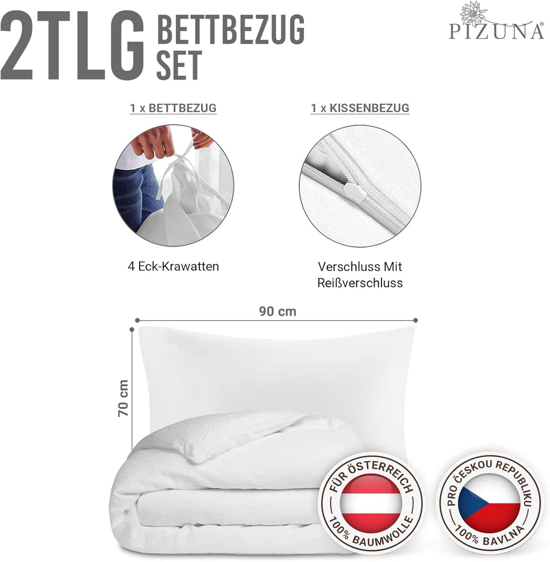 Pizuna 600 Fadenzahl aus Baumwolle Bettwäsche Weiss, 100% Langstaple Baumwolle Bettbezug und Kissenb