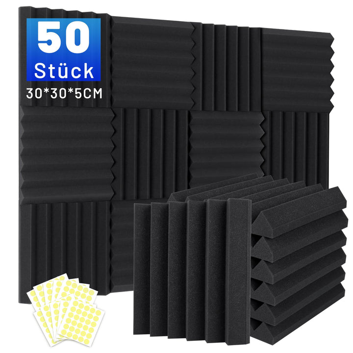 50 Stück Akustikschaumstoff Schalldämmung, 5 X 30 X 30CM (2" X 12" X 12") Schalldämmung Schallschutz
