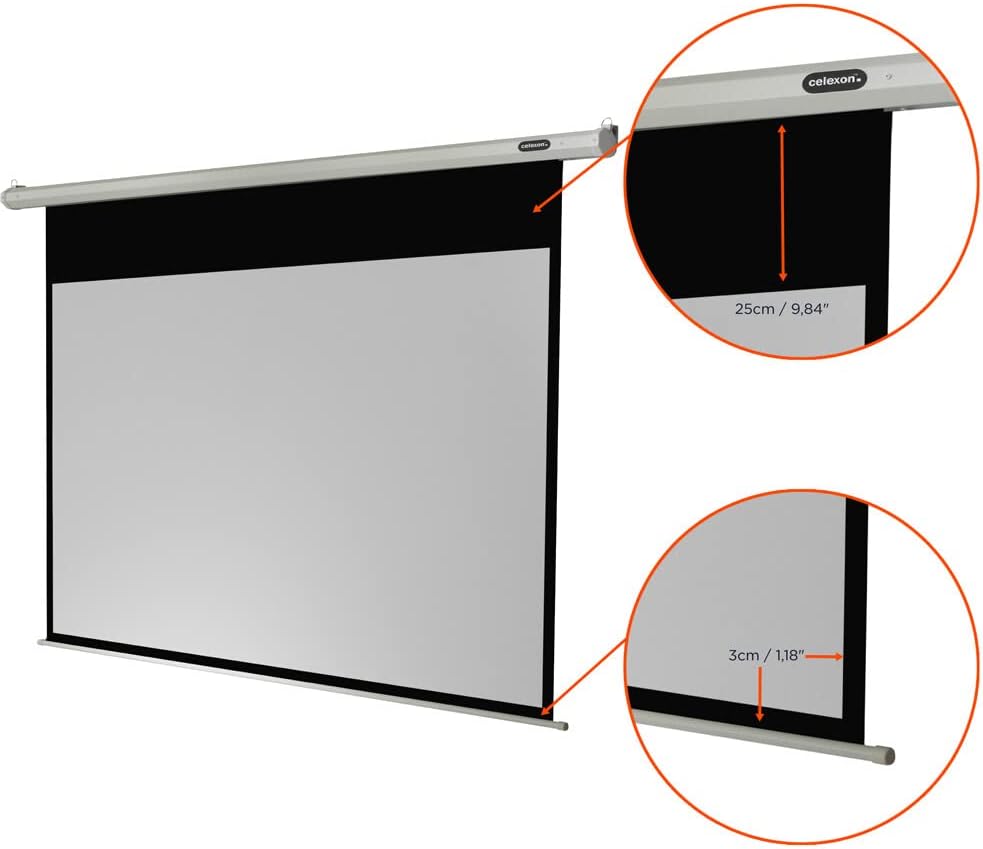 celexon Economy Motor-Leinwand 70" | 160x90 cm 16:9 | elektrische 4K,Full-HD Beamer-Leinwand für Bür