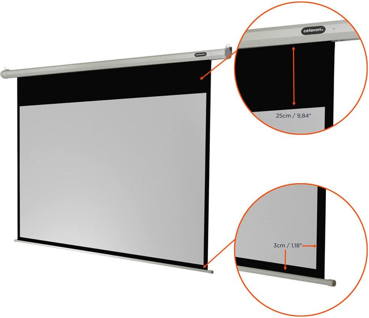 celexon Economy Motor-Leinwand 70" | 160x90 cm 16:9 | elektrische 4K,Full-HD Beamer-Leinwand für Bür