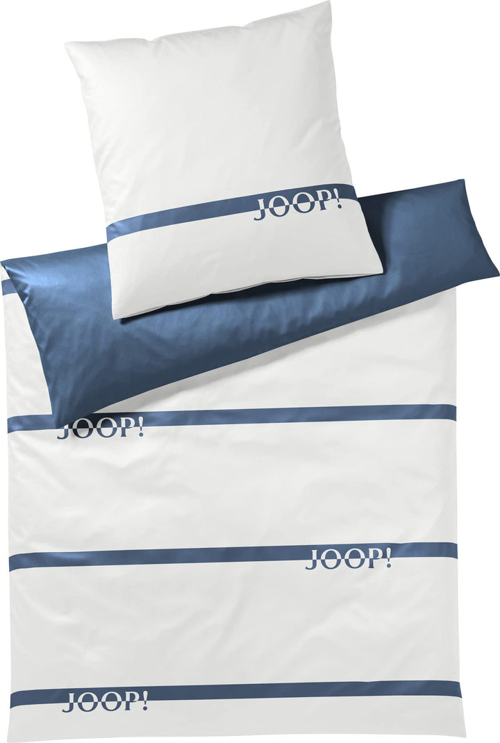 Joop! Wendebettwäsche Logo Stripes Mako-Satin blau Grösse 155x220 cm (80x80 cm) Aqua 155x220cm+80x80