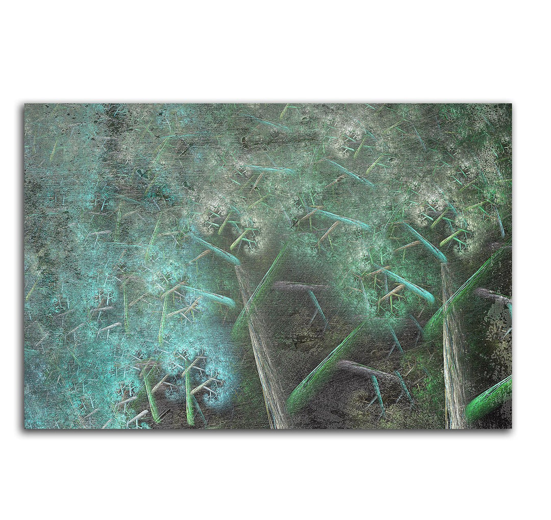 Paul Sinus Art Geliehener Sinn - Abstrakt481_60x80cm LeinLeinwandbild grau grün blau schlicht XXL fe