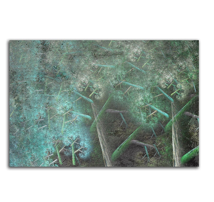 Paul Sinus Art Geliehener Sinn - Abstrakt481_60x80cm LeinLeinwandbild grau grün blau schlicht XXL fe