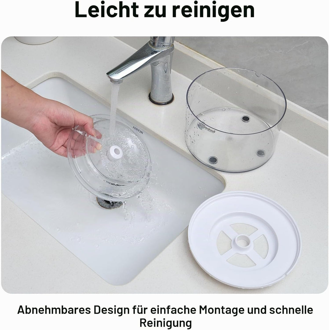 Veehoo Trinkbrunnen für Katze Kabellos, 1.8L Wiederaufladbar Katzenbrunnen mit Bewegungsmelder, Batt