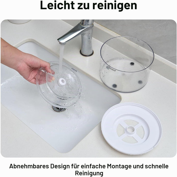Veehoo Trinkbrunnen für Katze Kabellos, 1.8L Wiederaufladbar Katzenbrunnen mit Bewegungsmelder, Batt