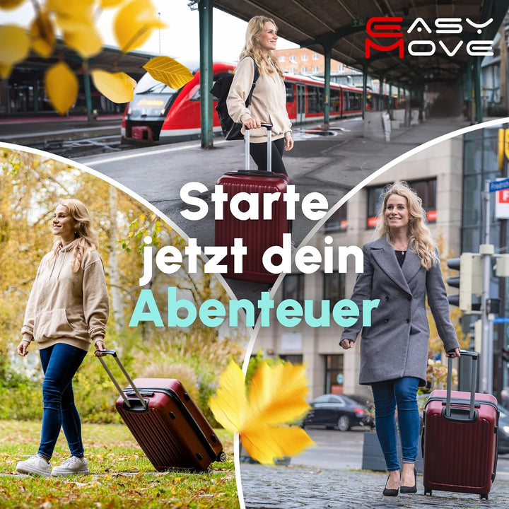 Easy Move ABS Hartschalenkoffer [ERGONOMISCH &amp; SICHER] - Grosser Trolley Koffer mit 360° Rädern, Zah