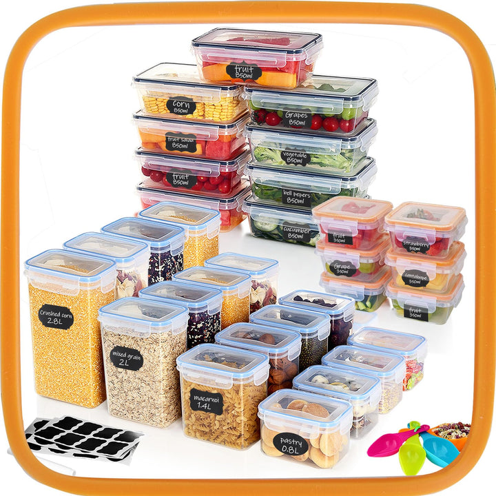 Hibisaws 31 Frischhaltedosen & Vorratsdosen mit Deckel Set, BPA-frei Und 100% Luftdicht, Transparent