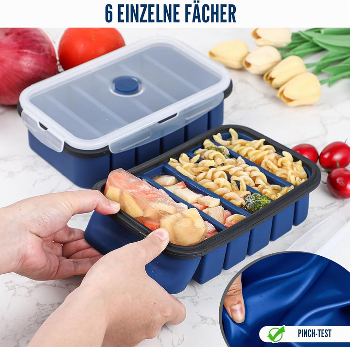 Webake Suppen Einfrieren Behälter Silikon Gefrierform mit Deckel 2 Stück 6 Löcher Gefrierbehälter Me