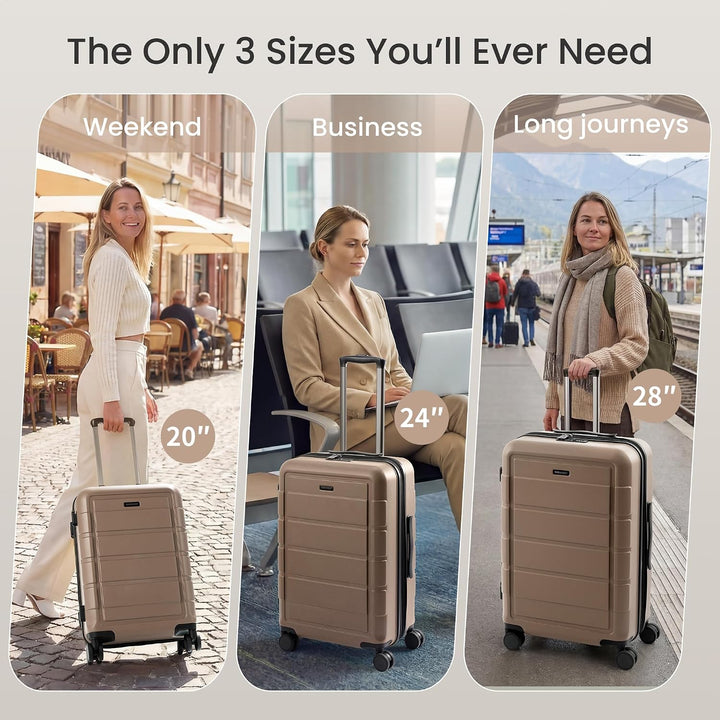SHOWKOO Kofferset 3 Teilig Hartschale Leicht ABS+PC Erweiterbar Reisekoffer Haltbar Trolley Handgepä