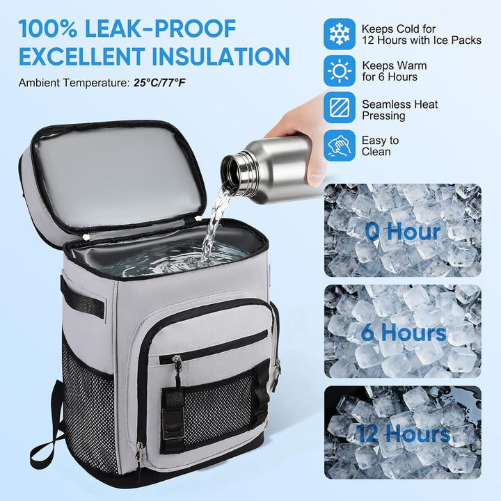 Kühlrucksack 30L, Grosser Isolierte Kühltasche für Herren und Damen, auslaufsicher Wasserdichter, Is