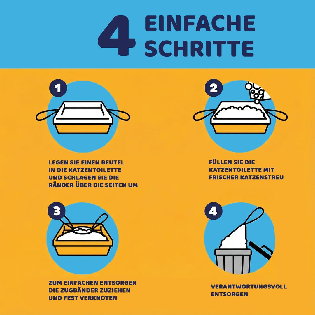 20 Katzentoilettenbeutel mit Zugbändern Kratzfeste Tüten für mittel und gross Katzenklo Original, Or