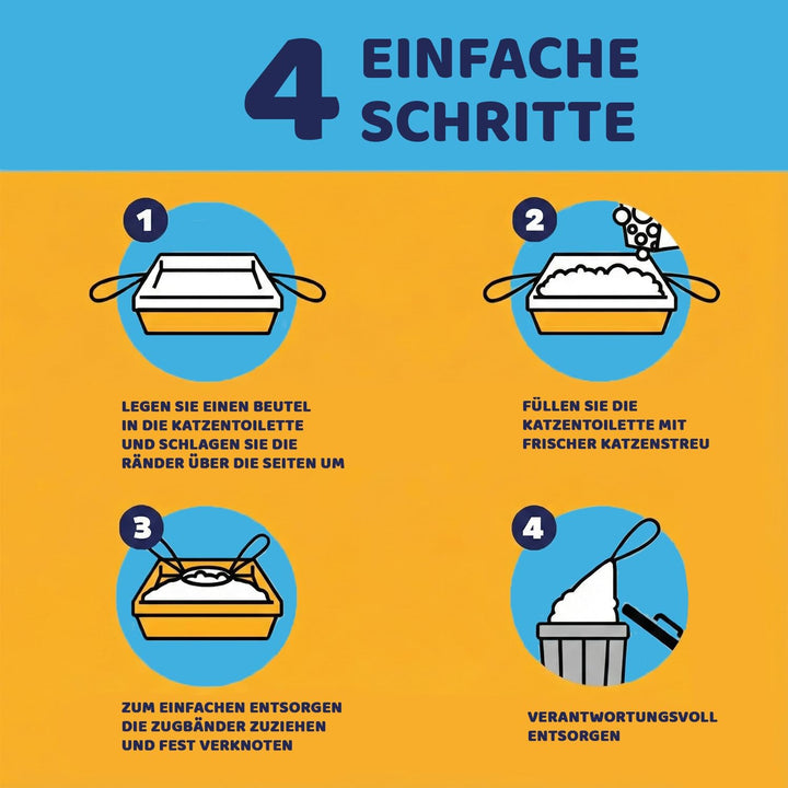 20 Katzentoilettenbeutel mit Zugbändern Kratzfeste Tüten für mittel und gross Katzenklo Original, Or