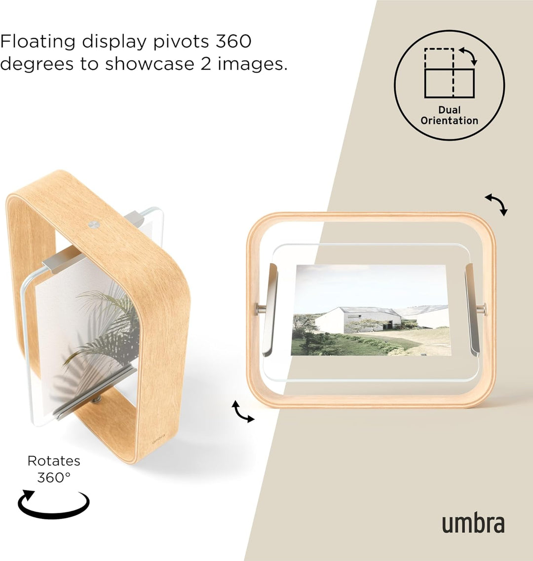 Umbra Bellwood Tischbilderrahmen, zweiseitiger Bilderrahmen für 10x15 oder 13x18 cm Fotos, Natur, Na