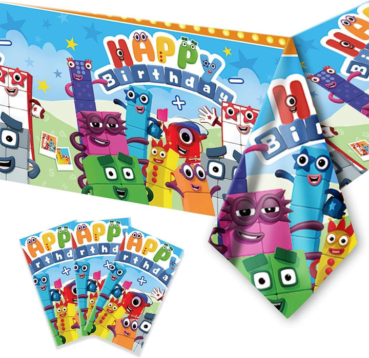 Doyomtoy Number Building Blocks Partygeschirr Set, Serve 20 Gäste Karikatur Zahlenbausteine Geburtst