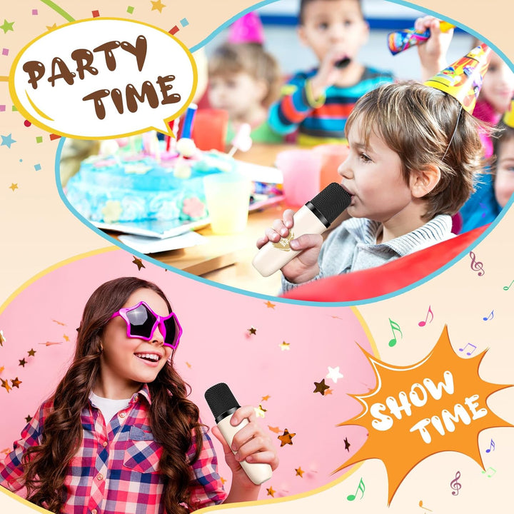 PHNIXGAM Mini Karaoke Maschine mit 2 drahtlosen Mikrofonen, Tragbarer Bluetooth Lautsprecher, Karaok