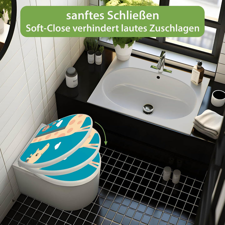 banjado Toilettendeckel mit Absenkautomatik 44,5x37cm - Soft Close Toilettensitz - WC Sitz mit Absen