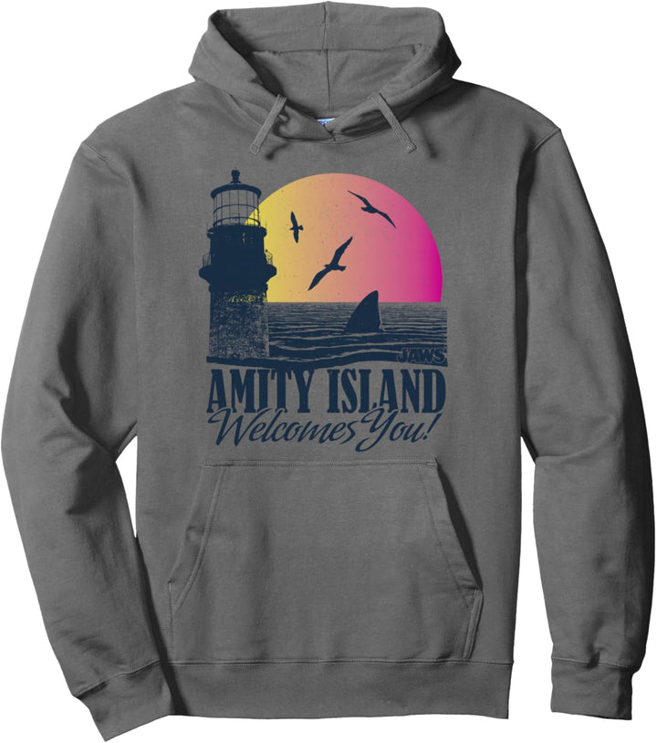 Jaws Amity Island Welcomes You Sunset Pullover Hoodie