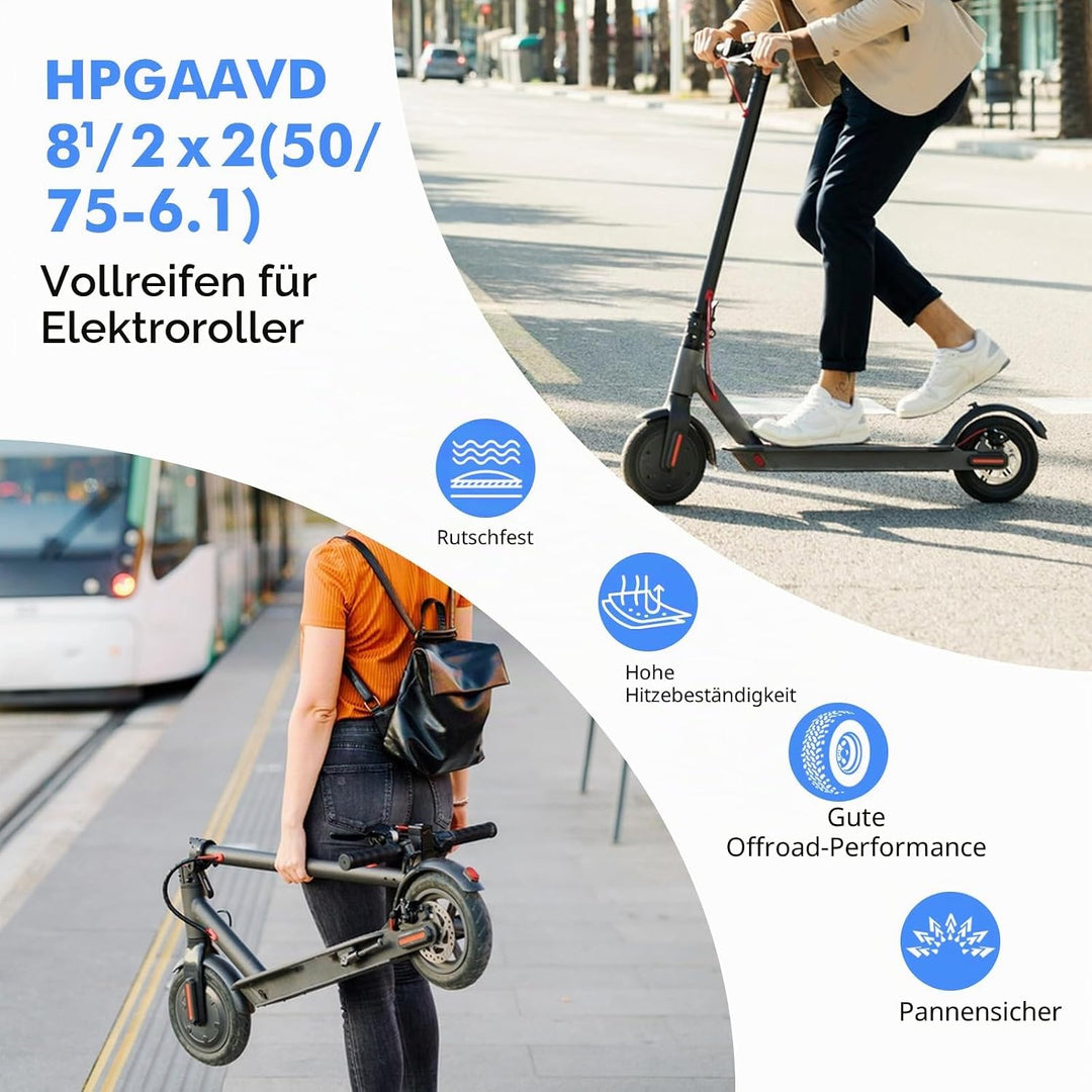 HPGAAVD 8,5 Zoll E Scooter Solid Reifen 2 Stück，50/75-6.1 Elektroroller Vollgummireifen für Xiaomi M