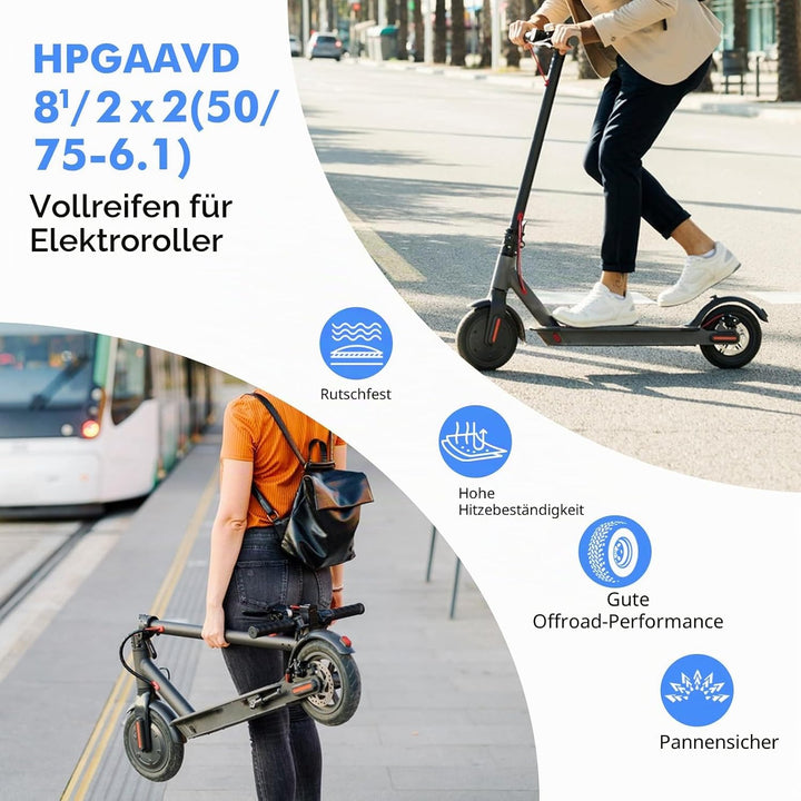 HPGAAVD 8,5 Zoll E Scooter Solid Reifen 2 Stück，50/75-6.1 Elektroroller Vollgummireifen für Xiaomi M