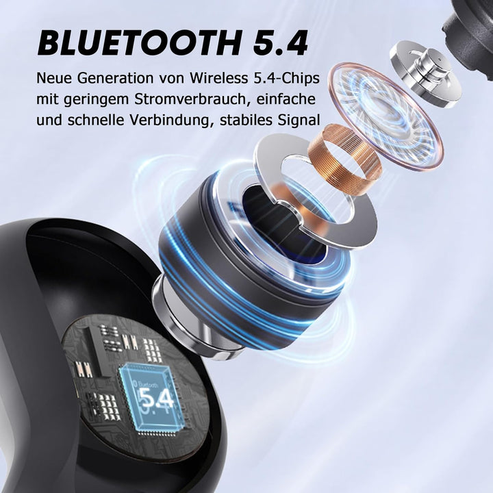 Xmenha Open Ear Kopfhörer kabellos Bluetooth 5.4 mit 4 Mic Luftleitung Knochenschall Sportkopfhörer