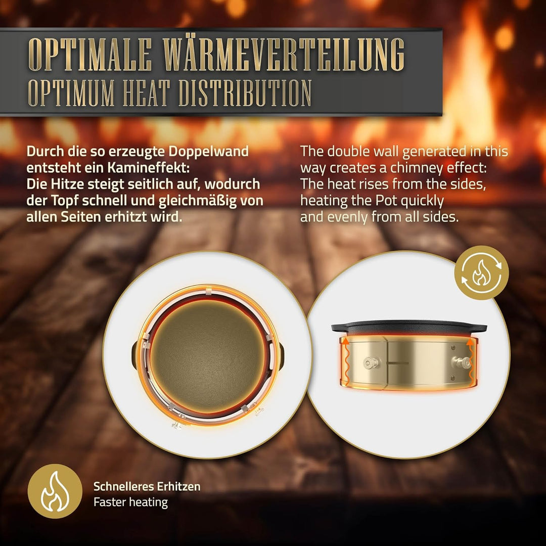 BBQ#BOSS Raketenofen mit Grillpfanne, Tragetasche und Power Ring, Silber, Campingkocher Holz mit Bre