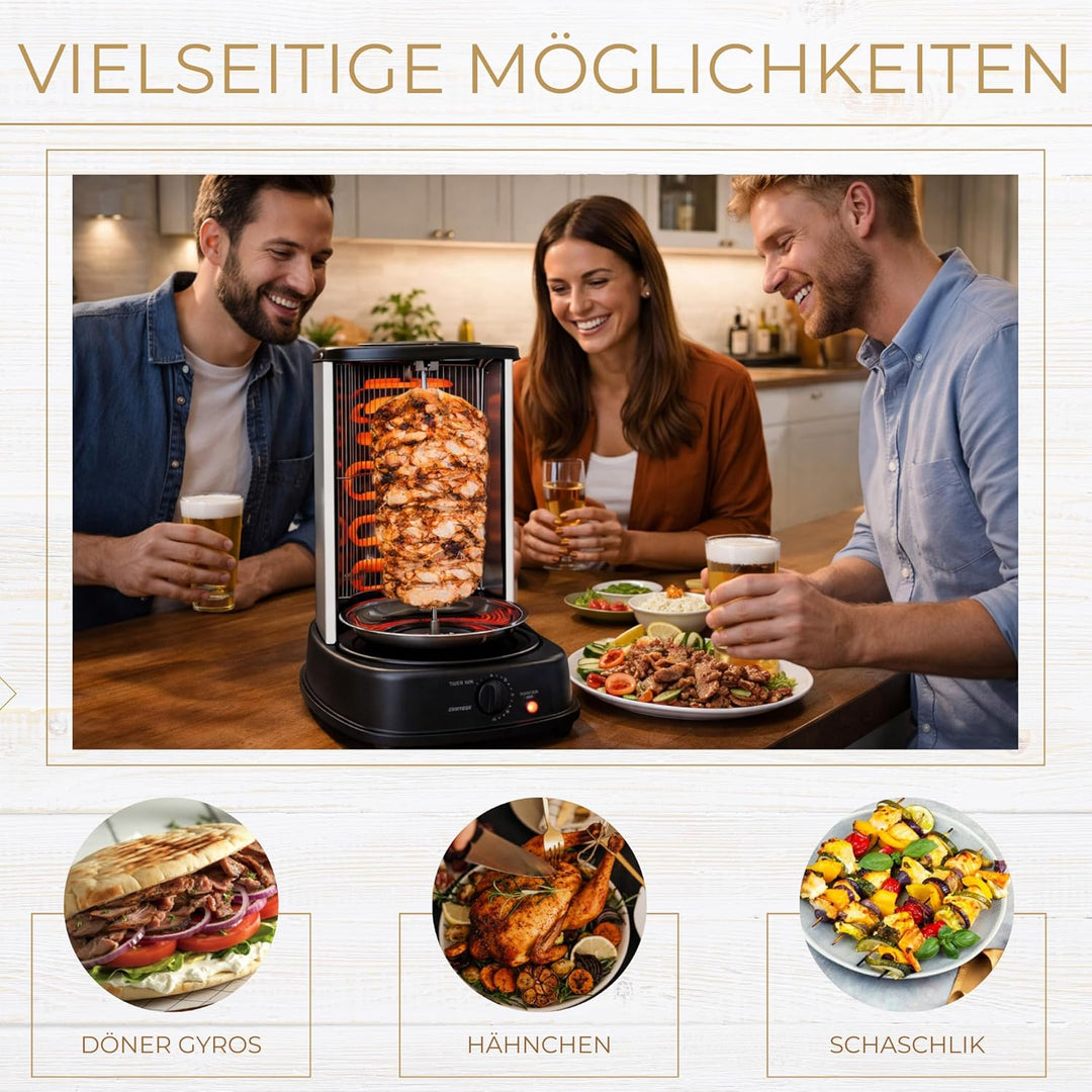 Syntrox Germany Chef Grill RO-2000W-21 L BSS Dönergrill Gyrosgrill Hähnchengrill mit Zubehör, mit Zu