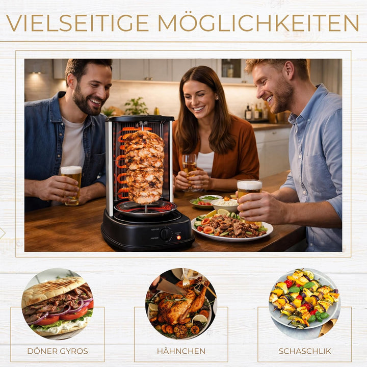 Syntrox Germany Chef Grill RO-2000W-21 L BSS Dönergrill Gyrosgrill Hähnchengrill mit Zubehör, mit Zu
