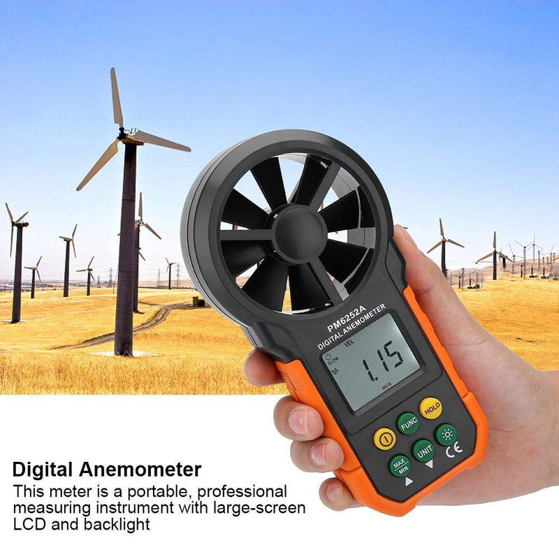 Handheld Digital Anemometer PM6252A Windgeschwindigkeitsmesser Luftmengenmesser mit LCD-Display-Hint