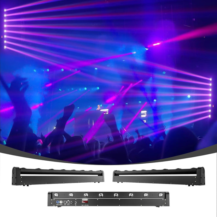 SHEHDS Moving Head Licht Bar LED 8x12W RGBW 4IN1 Strahl- und Blitz-Effekt 8° Linsenwinkel Bühnenlich