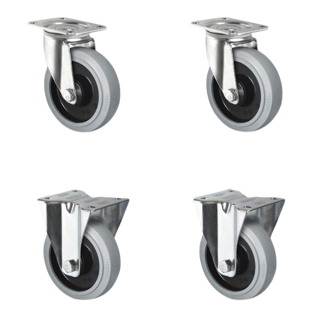CASCOO SETSPFP100R4E2B34 Rollensatz 2 Lenkrollen, 2 Bockrollen, Polyamid, Elastik grau, Gummi, Durch