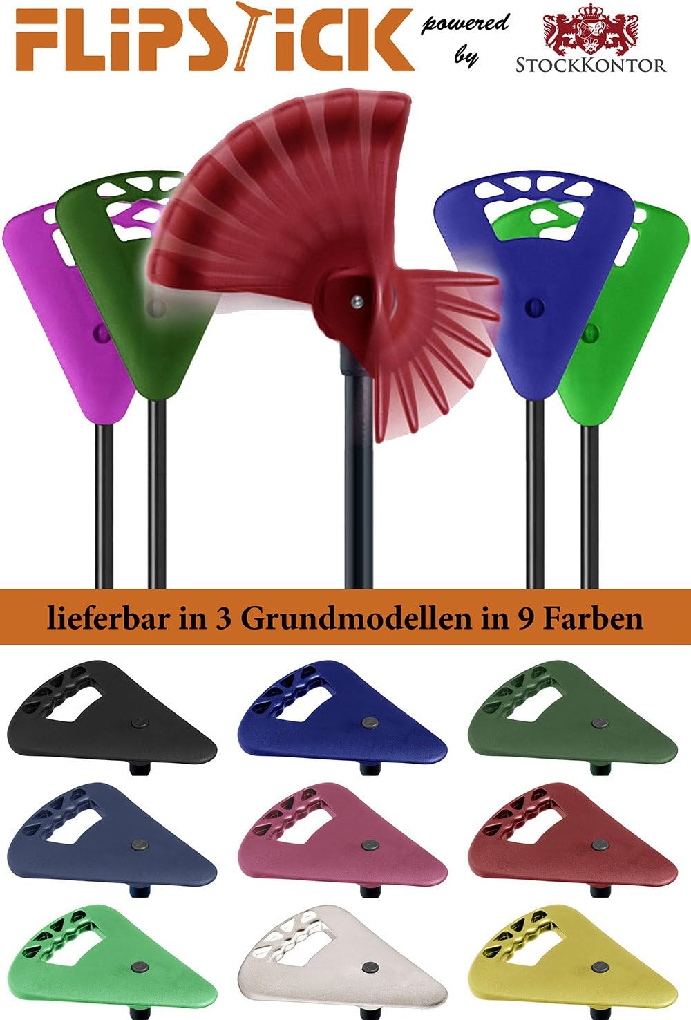Flipstick Sitzstock lang schwarz, Schwarz