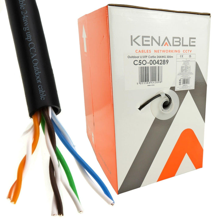 kenable Aussen CAT5e CCA Aussen Ethernet Netzwerk Kabel Kabelrolle Solid UTP 305 m [305 meter/305m]