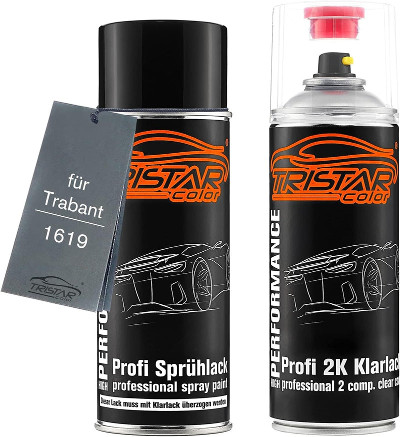 TRISTARcolor Autolack 2K Spraydosen Set für Trabant 1619 Delphingrau Basislack 2 Komponenten Klarlac